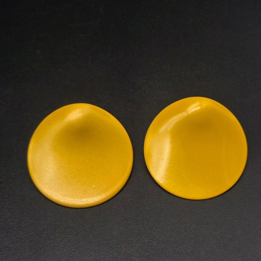 Avon 1986 Neon Brights Yellow Earrings Enameled Metal Round 1980s Vintage